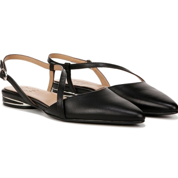 Naturalizer 8.5 wide slingback flats black leather like new - Picture 1 of 6